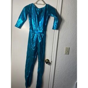 BP Designs Youth Large Metallic Teal Blue Unitard Dance Costume